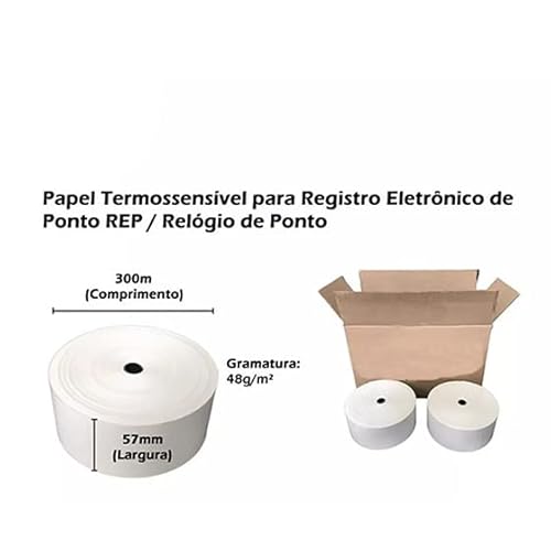 Bobina Termica 57mm x 300m Amarela 6 Unidades Para Relogios De Ponto Empresariais