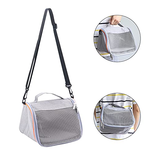 Seahelms Hamster Carrier Bag,Small Animal Outgoing Carrier Bag, Guinea Pig Portable Travel Carry Pouch,Syrian Hamsters Breathable Handbag for Gerbil Mice Rats Bunny Squirrels Golden Bear, Grey - Image 6