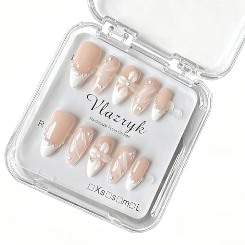 Handmade Press On Nails – Short Almond False Nails for Women, Reu...