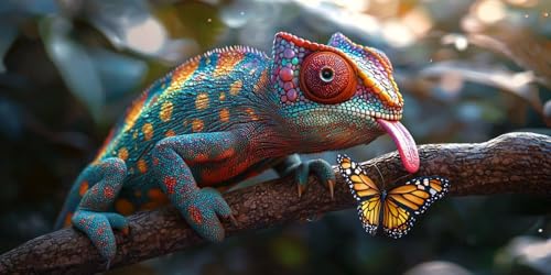 Kit d'Art Diamant DIY Caméléon 80x160 | Idée Cadeau Créatif Adultes & Enfants