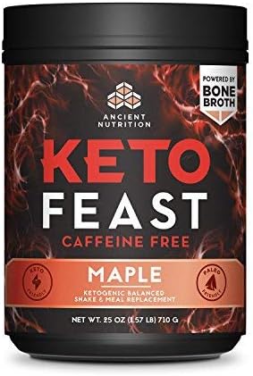 Ancient Nutrition KetoFEAST Powder, Maple, 15 Servings - Keto Diet Meal Replacement with Ketogenic Superfoods for Ketosis and Energy