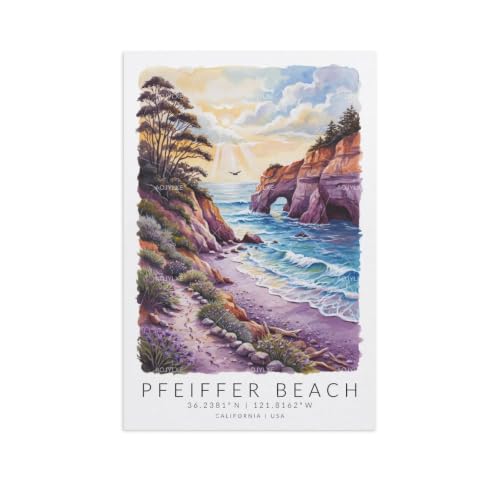 Aquarelle de plage poster grand format pour salon esthétique