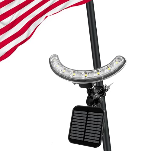 Gakigond Flag Pole Light Solar Powered, Flagpole Solar Light, 360lm Brightness, IP65 Waterproof for Outdoor House Mount 6 Ft in 1'-1.5" Dia Flagpoles (Black)