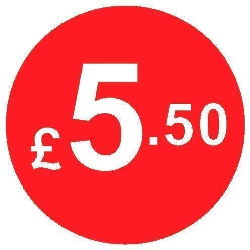 Price Stickers - 20mm Pack of 200 Round Red Labels From 99p to ยฃ10 (ยฃ5.50) Coloured Stick On Price Labels Stickers Removable Self Adhesive Pricing Sticker Paper Easy Peel Sticky Label Paper for Retail