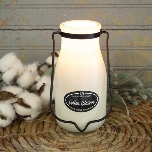 Image of Milkhouse Cotton Blossom Scented Soy Candle, 14 oz Milkbottle, 90+ Hr Burn