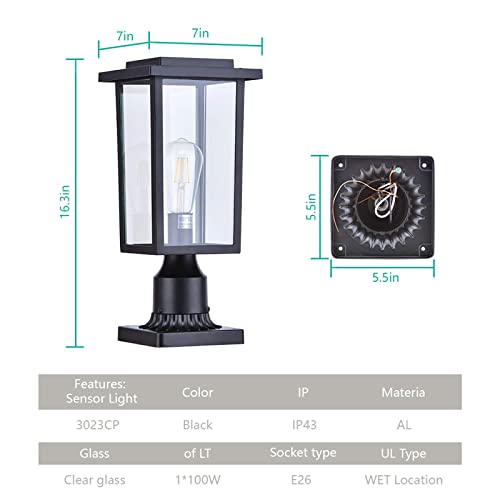 Manble Outdoor Post Light Post Lantern Outdoor Lighting with E26 Base Matte Black Finish Pole Lamp for Patio Waterproof (Bulb not inclunded)