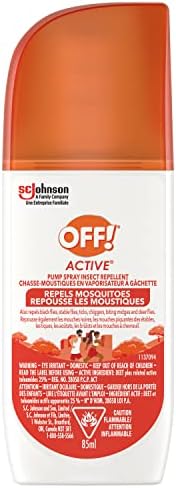 OFF! Active Insect and Mosquito Repellent Spray, 25% DEET, Long-Lasting Bug Protection for Camping & Outdoors, Safe for Clothing, 85 mL (Packaging May Vary)