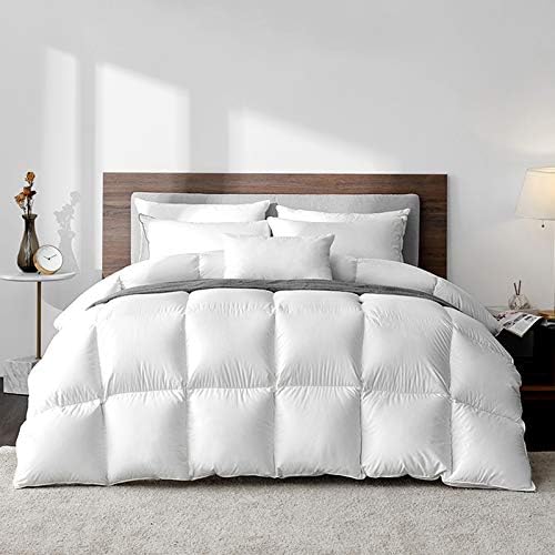 Highland Feather Hungarian White Goose Down Comforter 750 Super Fill Power Fluffy 500 Thread Count Duvet Insert Manufactured in Canada Luxurious Ultra-Soft Cotton Light Breathable- Cal King All Season