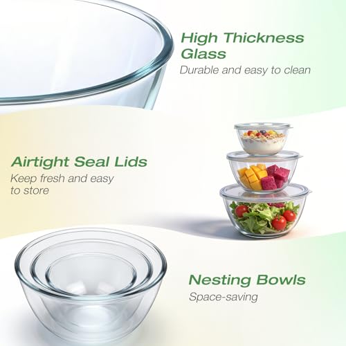 Set de 5 Tazones de Vidrio con Tapa para Cocina miniatura 3