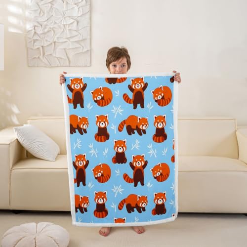 Feelyou Red Panda Fuzzy Throw Blanket Cute Animal Pattern Blanket for Kids Boys Girls Cartoon Panda Printed Fleece Blankets Wildlife Style Plush Blankets 30" x 40"