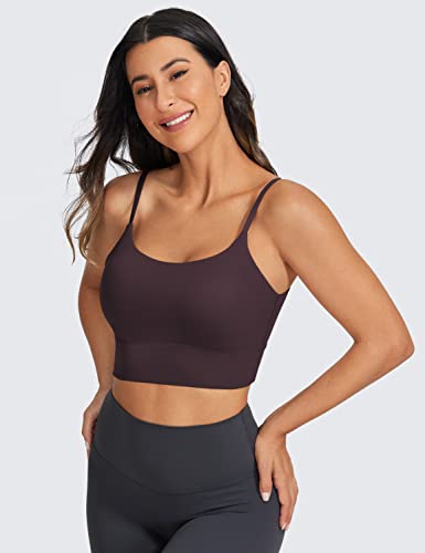 Image of CRZ YOGA V Back Longline Sports Bras | Medium Support, Removable Pads, Yoga, Brushed, Scoop Neck, Spaghetti Straps, for Women
