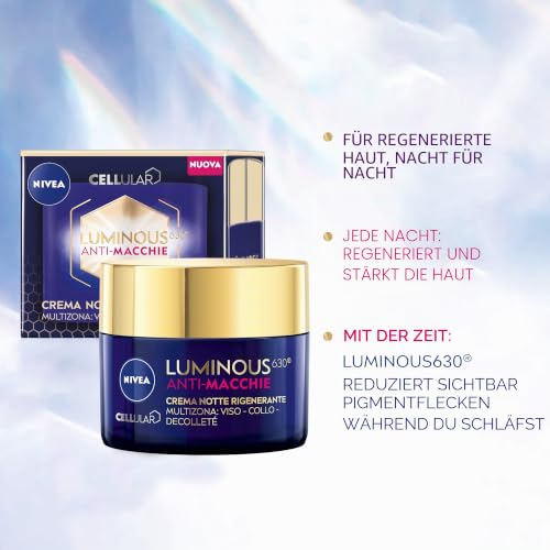 NIVEA Cellular Luminous630 Anti-Flecken-Regenerierende Nachtcreme 50 ml, Anti-Flecken-Gesichtscreme für ebenmäßige Haut… – Ansicht 4