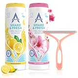 Carpet Freshener Powder 2 x 350g – Shake & Vac Odour Eliminator for Carpets, Rugs & Upholstery, Lemon Sparkle & Pink Blossom, Long-Lasting Fragrance with Lint Remover Scraper