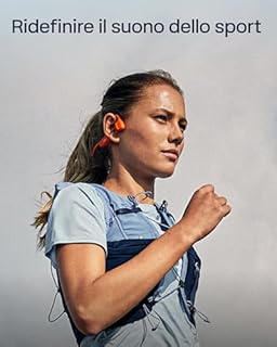 SHOKZ Cuffie Sportive OpenRun Pro 2 a Conduzione Ossea, Wireless Bluetooth 5.3, Microfoni con Cancellazione Rumore, Impermeabili IP55, 12 Ore Riproduzione, Ricarica Rapida USB-C, Arancione