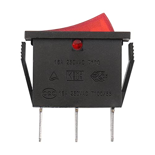 Baomain interruptor rocker snap-in on-off spst 250v 16a 125v 16a 3 terminais luz vermelha certificad