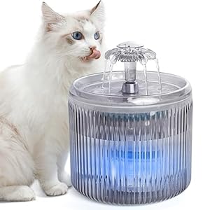 Cat Water Fountain with LED Light – 88oz/2.6L No Pawblems Ultra Quiet Pet Water Fountain with 2 Flow Modes, Automatic Water Dispenser for Cats and Small Dogs Inside