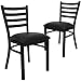 Flash Furniture 2 Pk. HERCULES Series Black Ladder Back Metal Restaurant Chair - Black Vinyl Seat