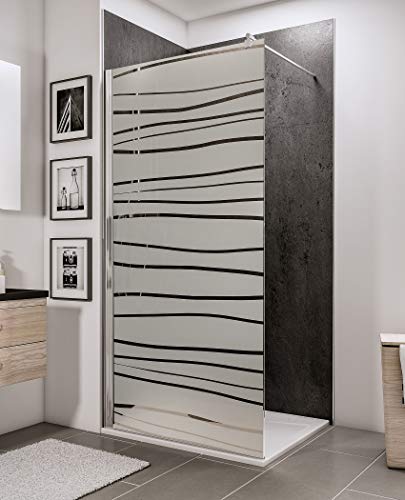 Schulte paroi de douche fixe à l’italienne 120 x 190 cm, barre 122 cm incluse, profilé aspect chromé, verre de sécurité antical 6 mm, décor Mistral,...