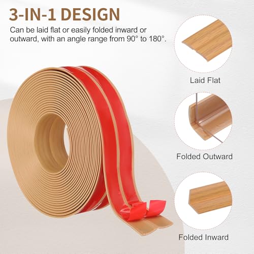 Protector esquina para pared para tapar grietas con borde protector flexible de madera 4