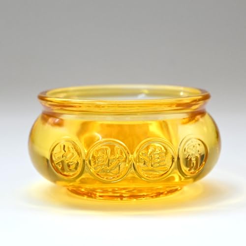 Neryourlly Glass Treasure Bowl, Feng Shui Wealth Decor for Office Desk, Living Room, Aquarium & Prosperity Enhancement