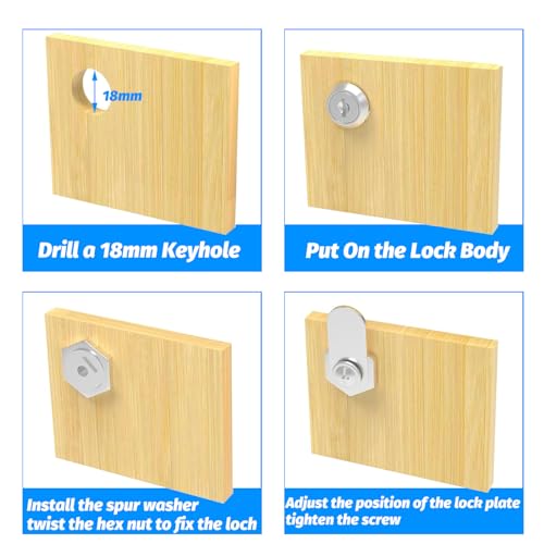 VACUBXBY Briefkastenschloss mit 5 Verschiedene Schlossplatten und 2 Schlüssel, 16 mm Schrankschloss, Briefkasten schloß, Spindschloss, Hebelschloss Möbelschloss für Schranktüren, Möbel Verwendet