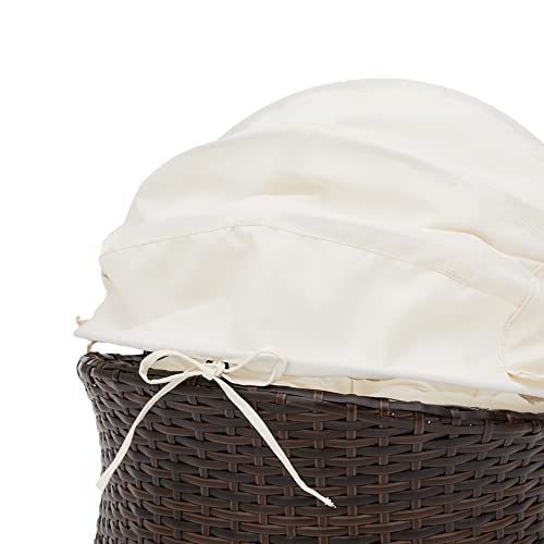 Teamson Pets Clotho Drinnen Draussen Rattan Katzen Oder Hunde Bett Liege mit Einziehbarem Baldachin und Abnehmbarem Waschbarem Kissen Braun/Creme ST-N10004-UK