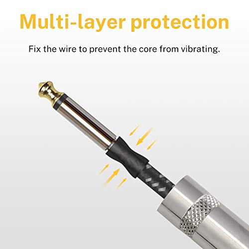 Image of Donner Guitar Cable 20 ft Premium Electric Instrument Bass Cable AMP Cord 1 /4 Straight Black White
