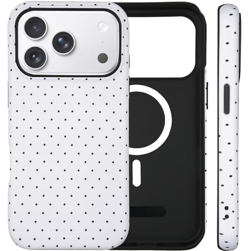 SenRiCase for iPhone 17 Pro Max Case Cute Polka Dot Phone Case Compatible with MagSafe, Dual-Layer Shock Protection (Hard PC + Silicone) - Aesthetic Protective Phone Cover for Women Girls, White by SenRiCase - Used condition - US$5.09