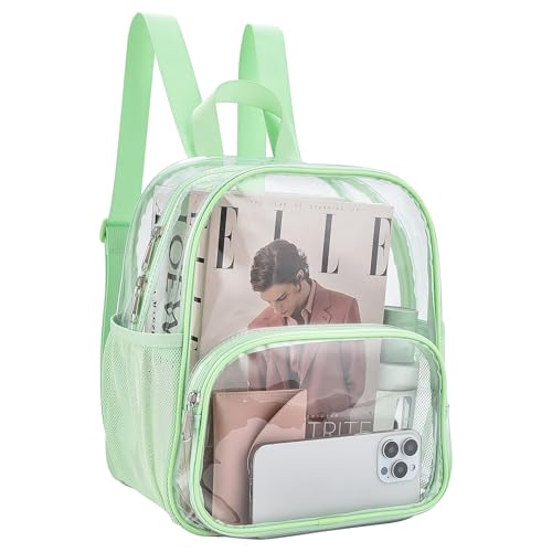 Image of Busiuw Clear Backpack for Stadium Events 12x12x6 with Front Pocket for Concert Sport Fashion Women Backpack Events Work Travel(Avocado green)