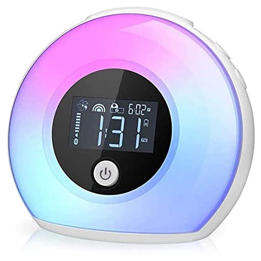 Night Light Alarm Clock, Wake Up Alarm Clock Bluetooth Speaker Lamp Night Light, Dimmable Warm Light & Colorful Light Beside Lamp Music Player for Kids, Party, Bedroom, Camping