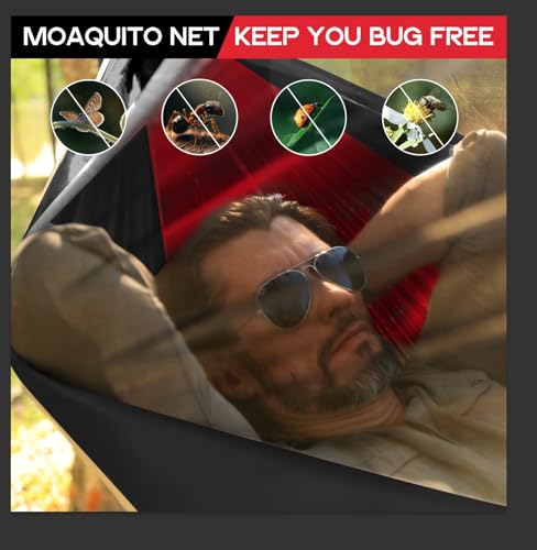 Image of Camping Hammock Mosquito Net,Double & Single Portable Hammocks Hammocks with 2 Tree Straps,Hammock Tent for Travel Camping,Camping Accessories for Indoor Outdoor Hiking Backpacking Backyard Beach