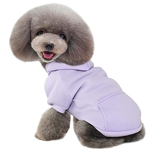 Hozz Winter Dog Hoodie Sweatshirts With Pockets Warm Dog Clothes For Small Dogs Sweater Chihuahua Coat Clothing Puppy Custume Purple M, Medium (Pack Of 1) #TOP1