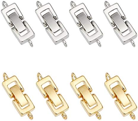SUPERFINDINGS 12pcs Silver Golden Brass Fold Over Cord Ends 24mm Terminators Crimp End Tips with Lobster Claw Clasps for Jewelry Making Bracelet Necklace