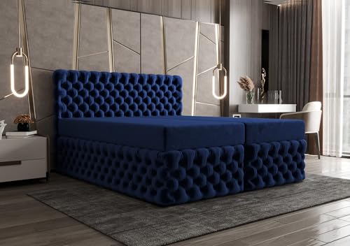 B&B HOME Boxspringbett Figo II, Doppelbett 180x200 cm, Samt-Polsterung...