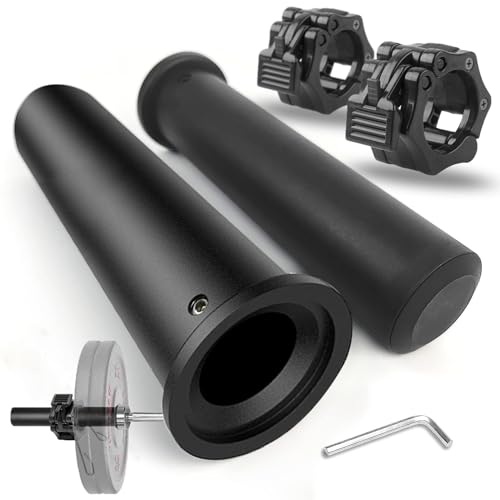 NewBEP 2 peças Manga adaptador olímpica de 7,8" com abraçadeiras para barra olímpica de 2", converta postes de pratos de pesos padrão de 1 polegadas para postes de pratos de pesos olímpicos de 2