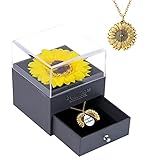 Sunflower Gifts for Women, Preserved Flower with You are My Sunshine Necklace Gift Box for Mother's Day Birthday Wedding Anniversary, Valentine's Day