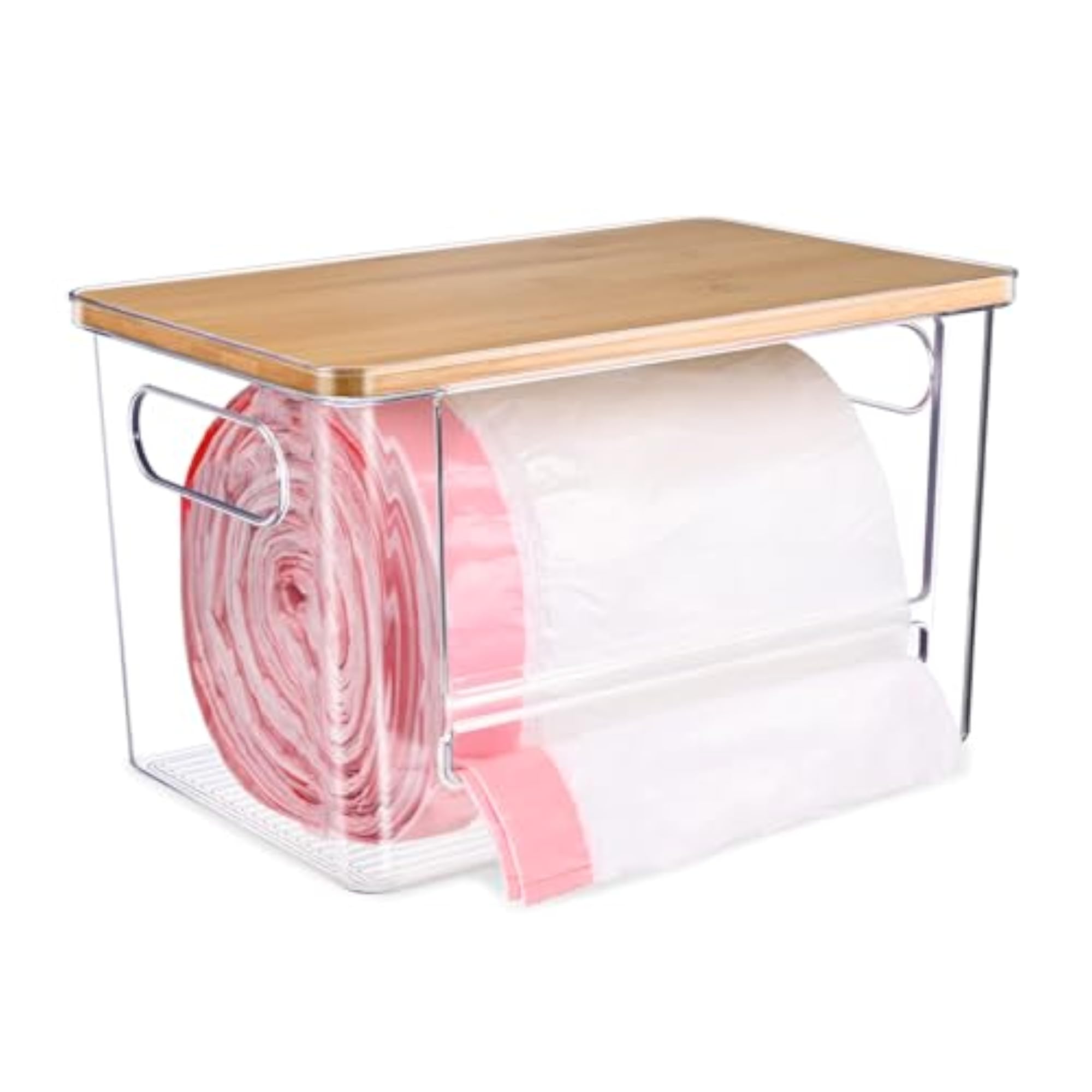 Extra Large Trash Bag Dispenser with Bamboo Lid