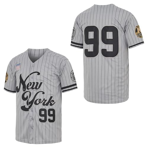 Recopilación y reviews de Jersey nuevo estilo que puedes comprar esta semana. 31 NY Jersey New York 99 - Camisetas de béisbol para hombre, estilo hip hop con botones para fiesta, Navidad, color gris, Gris, 3X-Large