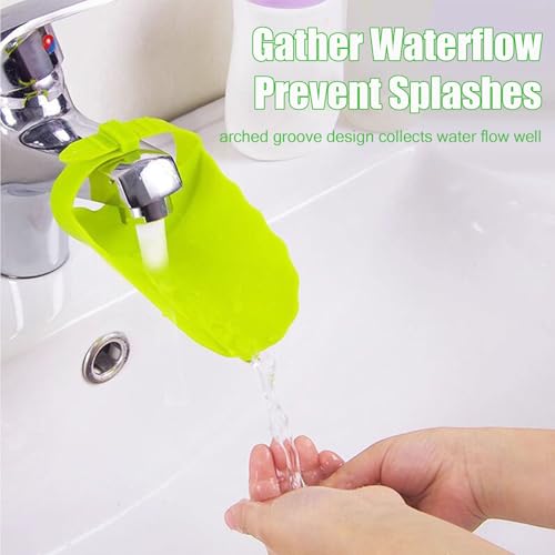 Image of Faucet Extender for Kitchen Sink and Bathtub, Universal PP Kids Hand Wash Faucet Extension Easy Install Toddler Bathroom Accessory (Green)