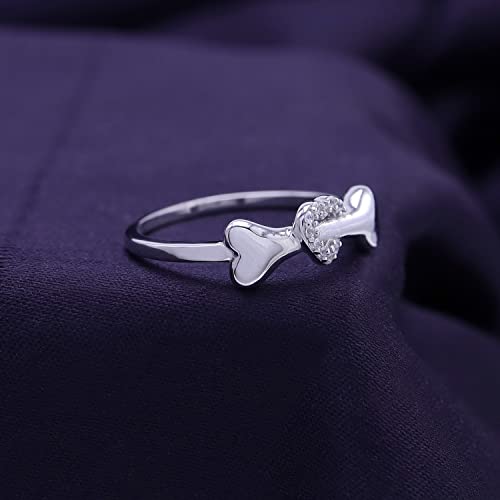 AFFY Round Sparkling White Cubic Zirconia Dog Bone Heart Promise Ring 14k Gold Over Sterling Silver4