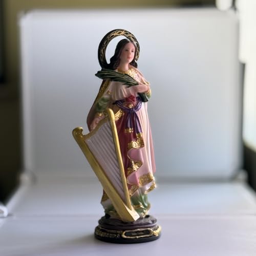 Estatua Santa Cecilia Figura Católica 12" Resina miniatura 2