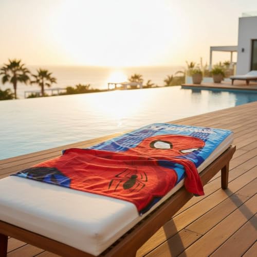 Ensemble serviette, casquette et sac à dos Spiderman pour plage et piscine - Set d'été complet pour enfants Spiderman avec casquette, serviette et sac, idéal pour vacances et excursions – vue 4