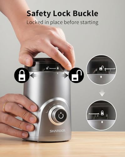 SHARDOR Electric Super Silent Blade Coffee Grinder, Timed Grind Control Rotary Knob, Adjustable Coarse to Fine for Coffee Beans, Spices & Herbs, Silver - 1