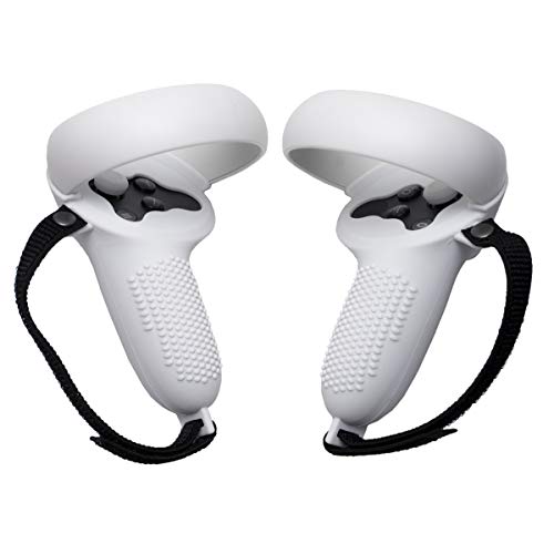 Touch Controller Grip Cover For Quest 2,Cnbeyoung Anti-Throw Handle Protective Sleeve Quest 2 Accessories With Adjustable Wrist Knuckle Strap (White) #TOP9
