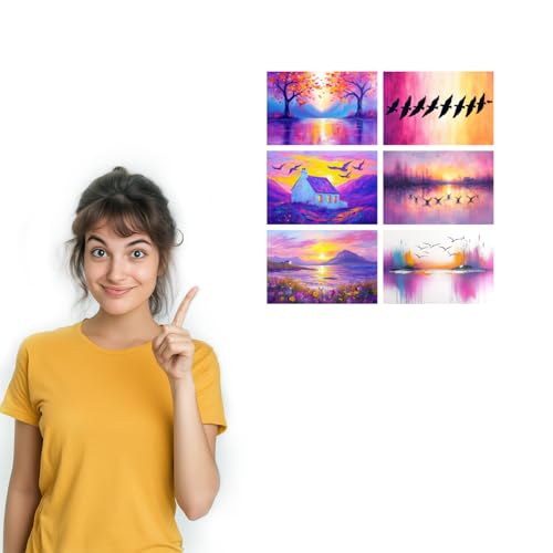 Image of SiddArtify Abstract Landscape Wall Art Prints Set - Colorful Nature Poster Decor for Living Room Bedroom Office - Set of 2-4x6 Inch - Board (Pack of 6) - Sticker (Pack of 6)