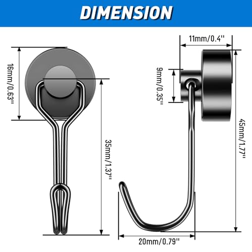 Grtard 3er-Pack Magnethaken 25 Pfund Neodym-Magnete mit Haken, Magnete mit Haken, starke drehbare Magnethaken zum Aufhängen, Schlüsselhalter, zum Aufhängen im Innen- und Außenbereich