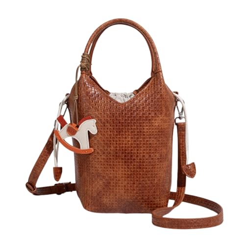 Chic Woven Bucket Shoulder Bag Women – Fashion Leather Aesthetic Designer Sling Purse Handbag Crossbody Bag