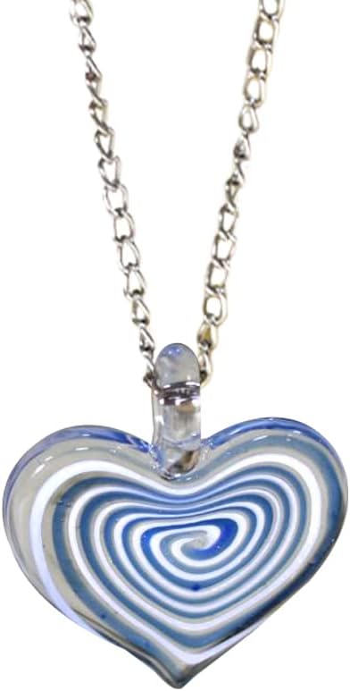 Indian Shelf 2 Pieces Pendent | Heart Pendent | Glass Heart Pendent | Blue Charm Pendents Glass | Glass Heart Charm Pendent | Glass Pendants for Jewelry Making | Blue Pendents