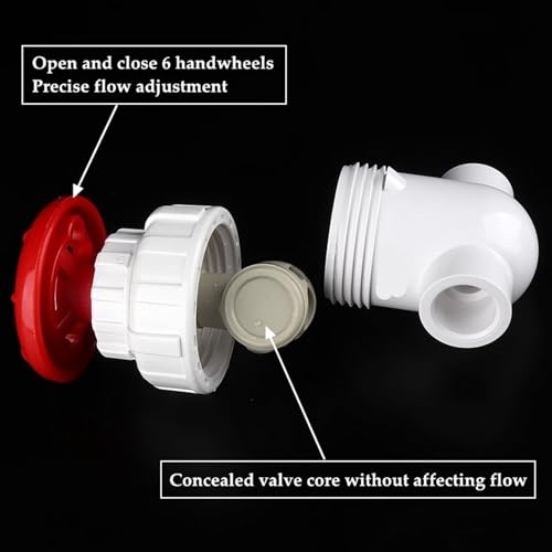 Vanne d'aquarium et contrôle débit précision 32mm en plastique UPVC - 5