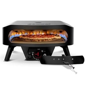 Cozze® 17" Pizzaofen Gas Schwarze Edition mit rotierender Pizzastein Ø43 cm - 600°C, Pizza in 2 Minuten